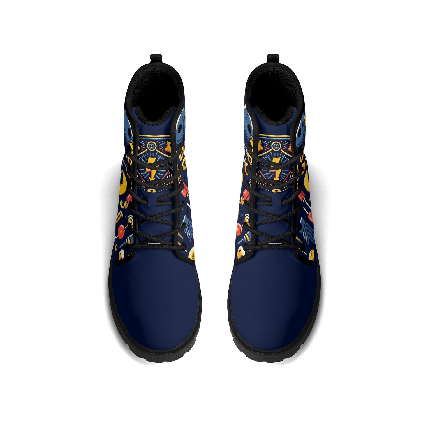 All-Season Eco-Friendly Custom Printed Shoes - Durable, Waterproof Footwear - Electricians Upgraded Black Outsole Leather Boots