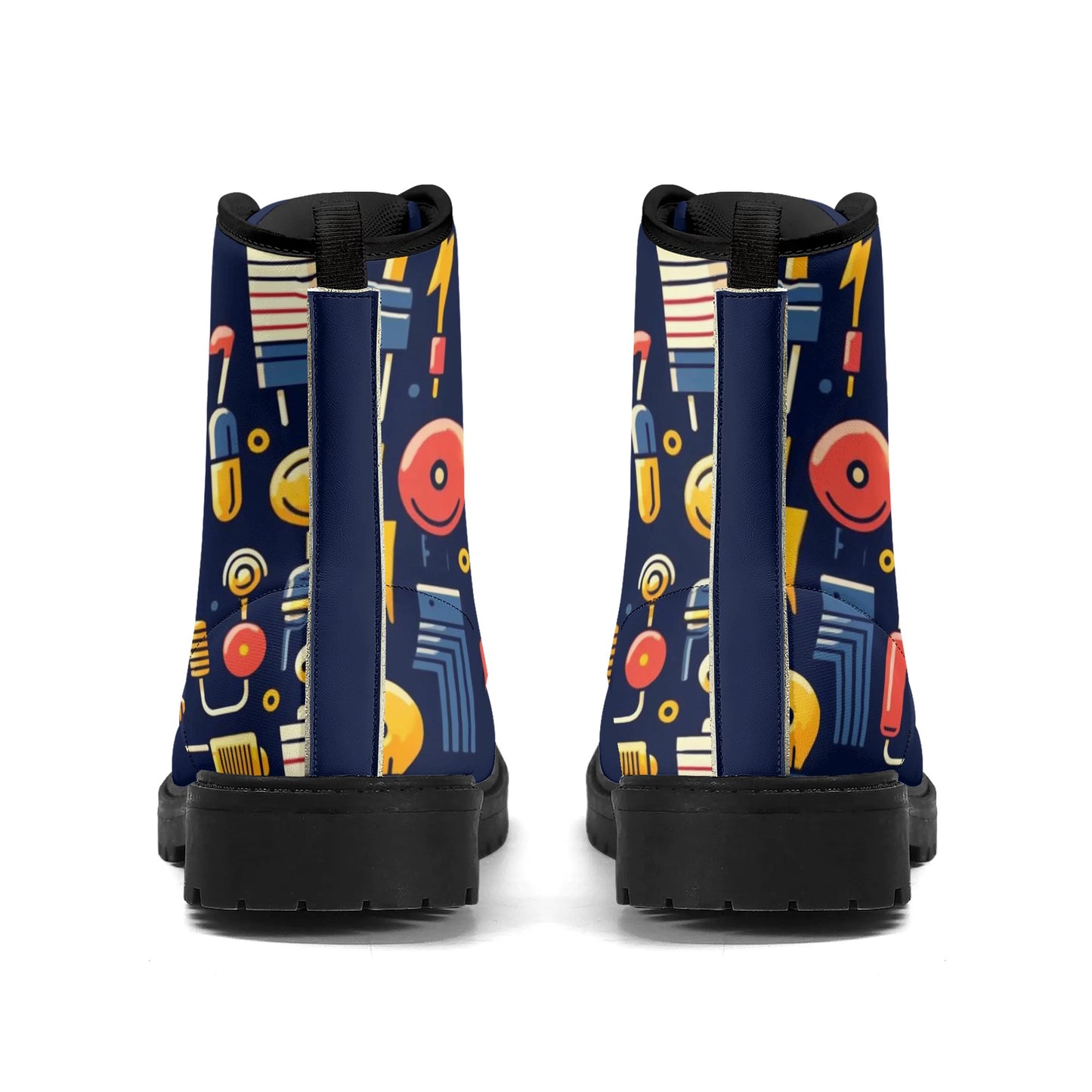 All-Season Eco-Friendly Custom Printed Shoes - Durable, Waterproof Footwear - Electricians Upgraded Black Outsole Leather Boots
