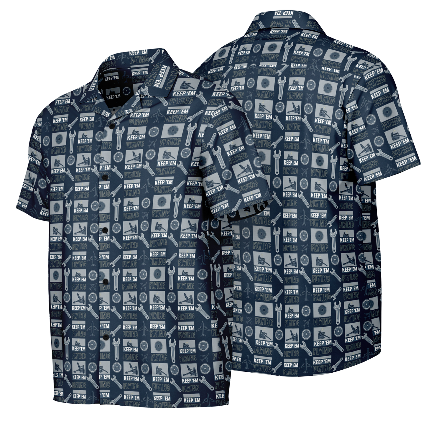 Spread Collar Short Sleeve Keep Them Flying Button-Down Shirt For Aircraft Mechanic