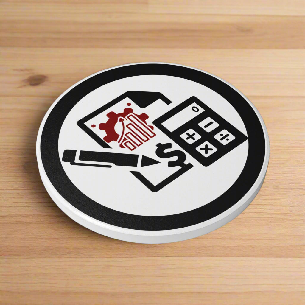 Themed Ceramic Coaster Set Gift for Accountant, Accounting Office Decor Essentials.