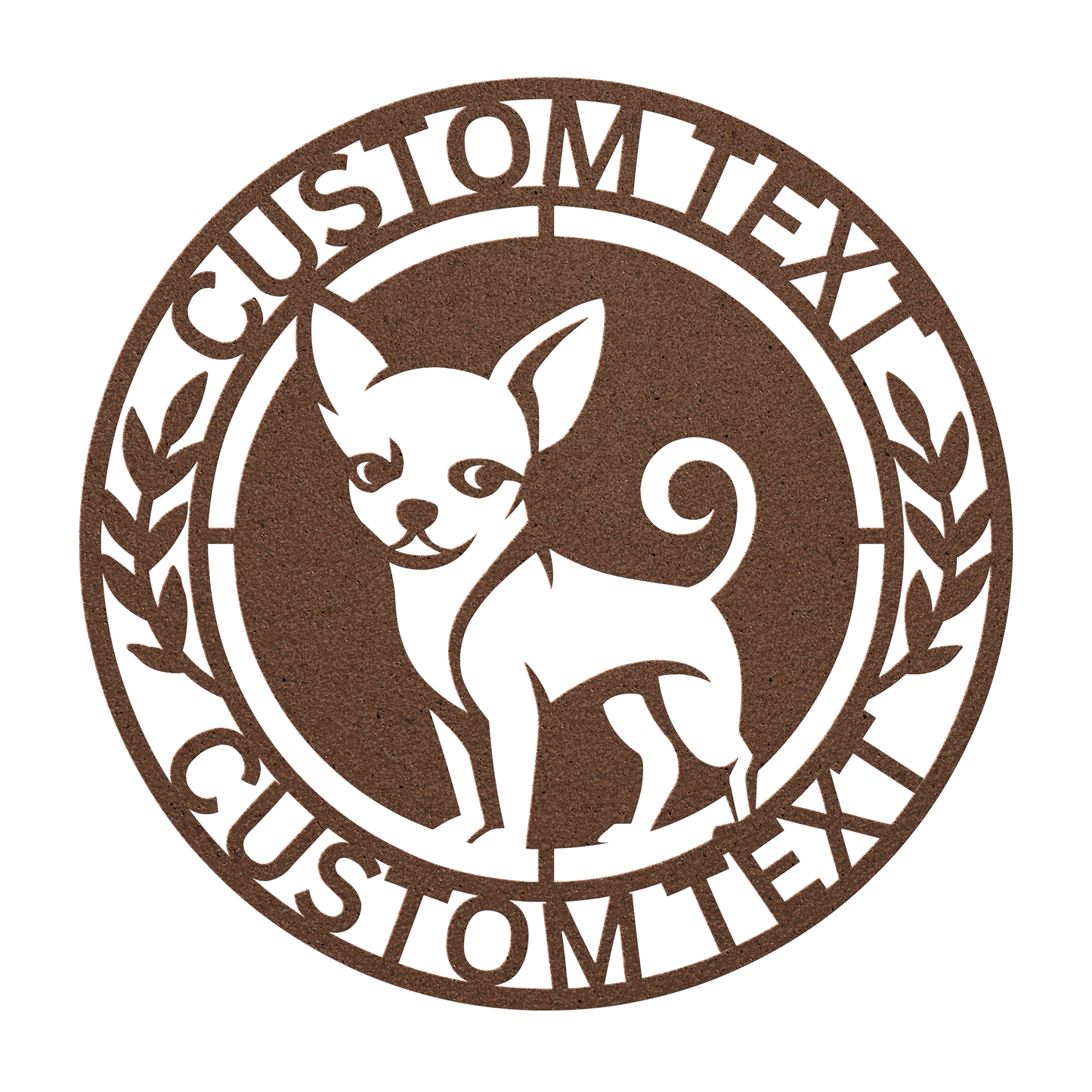 Chihuahua custom metal wall sign in 5 colors & 6 sizes. Made from durable 18-gauge steel, perfect for indoor or outdoor decor. Stylish, weather-resistant charm.