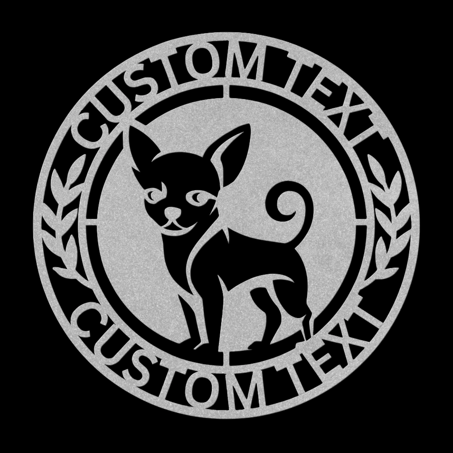 Chihuahua custom metal wall sign in 5 colors & 6 sizes. Made from durable 18-gauge steel, perfect for indoor or outdoor decor. Stylish, weather-resistant charm.