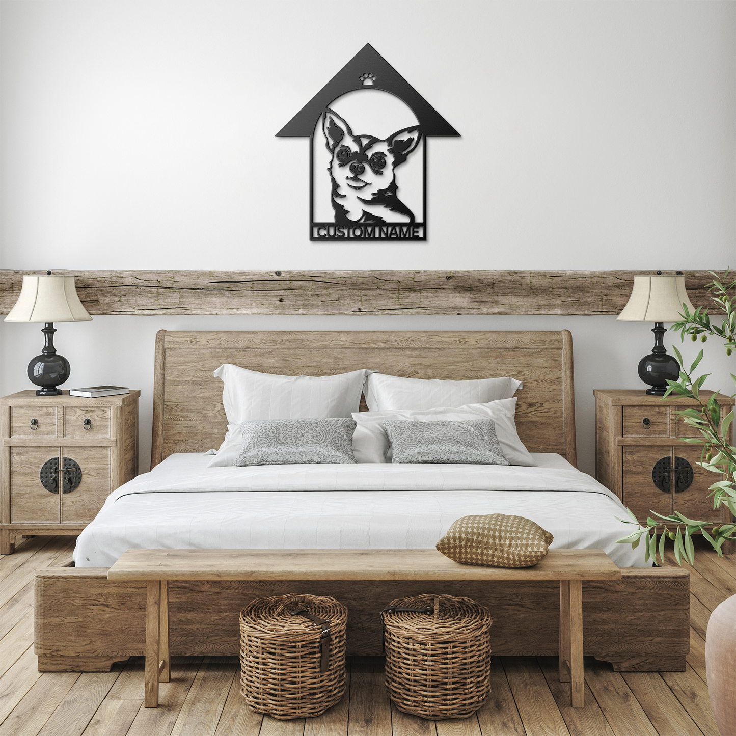 Chihuahua custom metal wall sign in 5 colors & 6 sizes. Made from durable 18-gauge steel, perfect for indoor or outdoor decor. Stylish, weather-resistant charm.