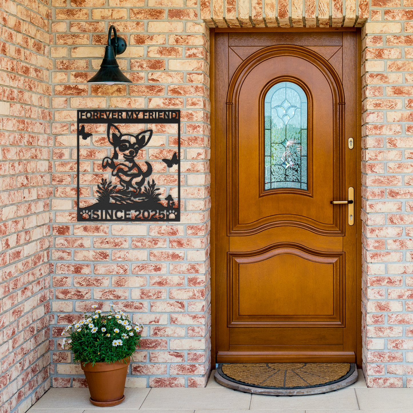 Chihuahua custom metal wall sign in 5 colors & 6 sizes. Made from durable 18-gauge steel, perfect for indoor or outdoor decor. Stylish, weather-resistant charm.