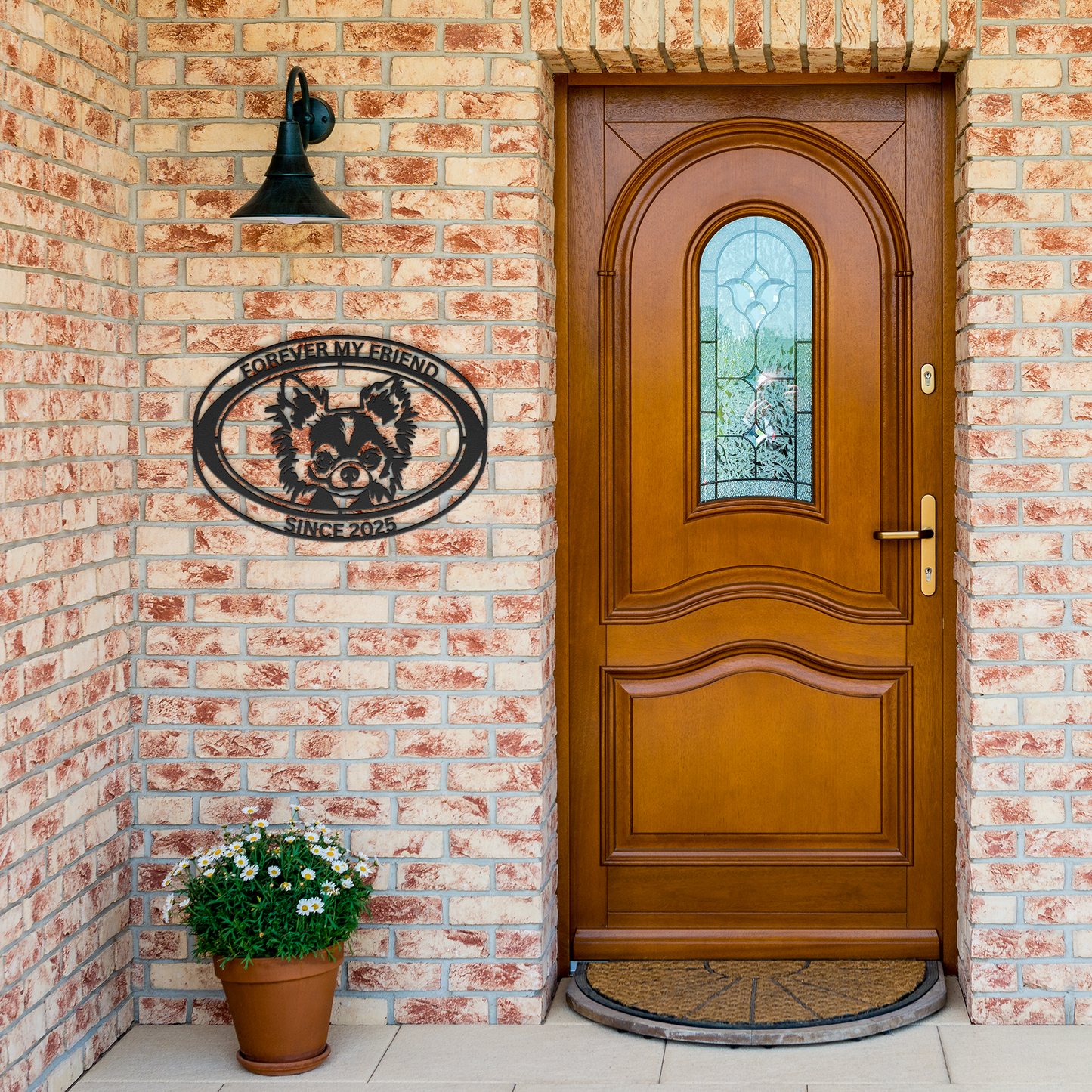 Custom_Metal_Chihuahua_Wall_Art__Family_Black_Brick_Entrance_Mockup.png