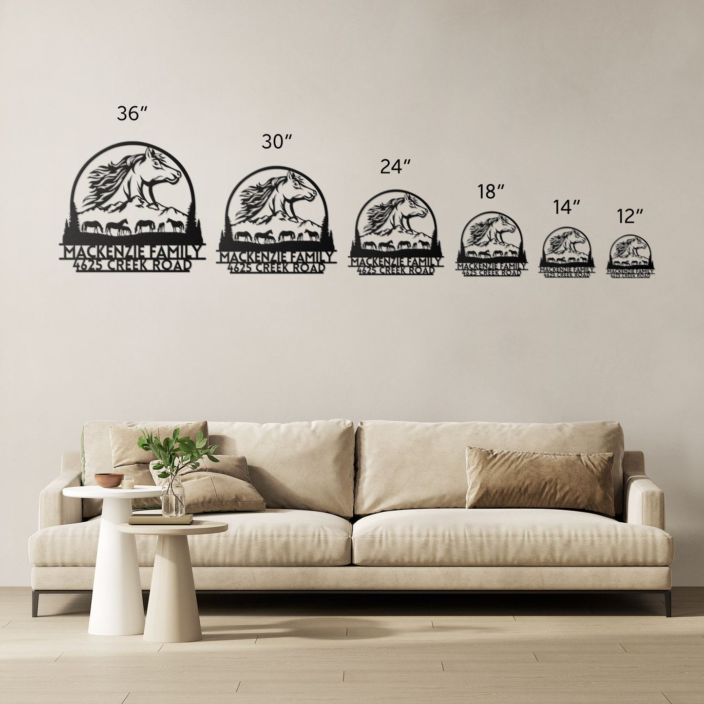 Personalized Metal Horse Wall Art - Rustic Farmhouse Decor, Handcrafted Horse Sculpture in Multiple Colors and Sizes