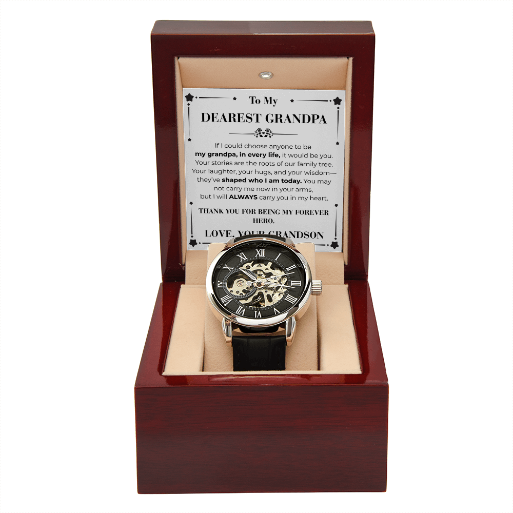My Grandpa In Every Life Openwork Watch From Grandson To Grandpa