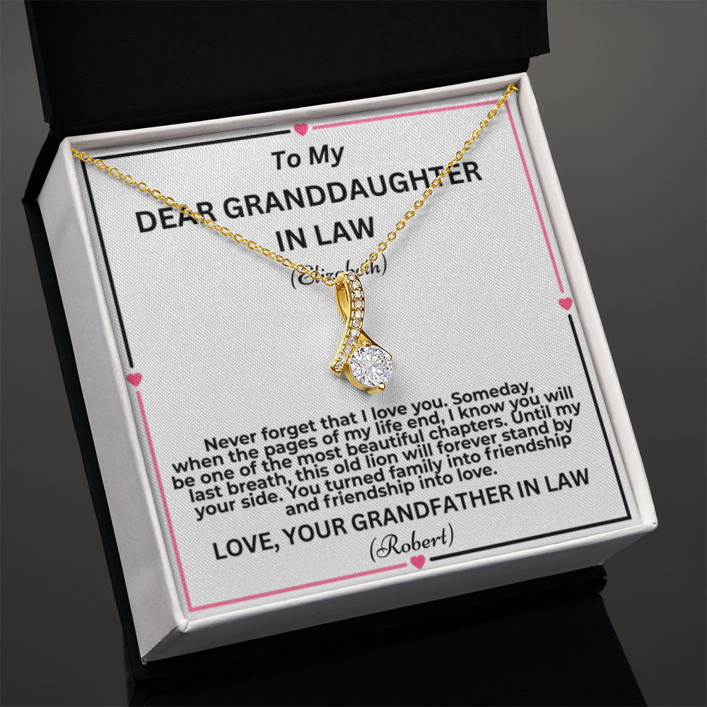 To My Granddaughter In Law Pages Of My Life Personalised Alluring Beauty Necklace From Garndfather In Law