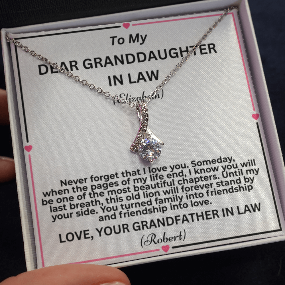 To My Granddaughter In Law Pages Of My Life Personalised Alluring Beauty Necklace From Garndfather In Law