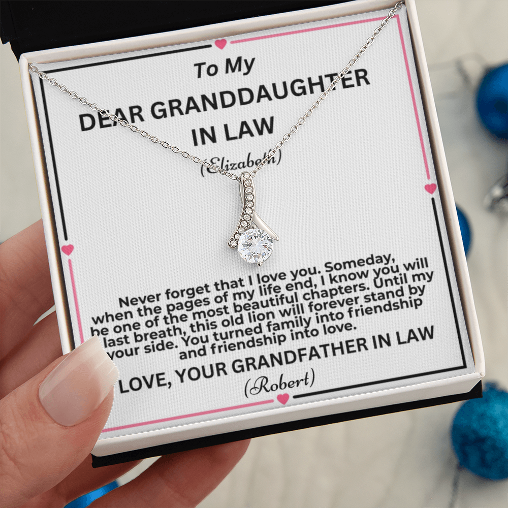 To My Granddaughter In Law Pages Of My Life Personalised Alluring Beauty Necklace From Garndfather In Law