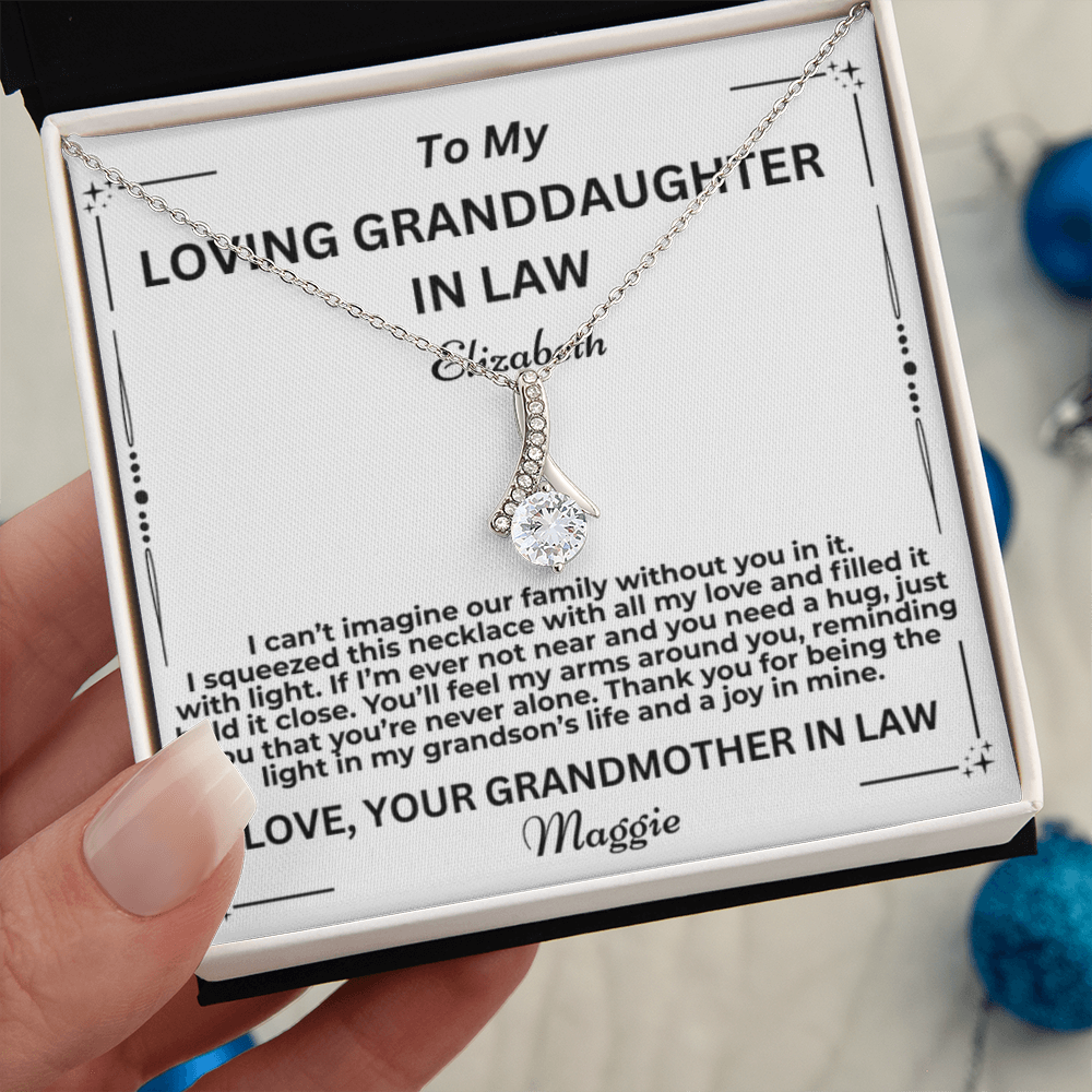 To My Granddaughter In Law I Can't Imagine Our Family Personalised Alluring Beauty Necklace From Garndmother In Law
