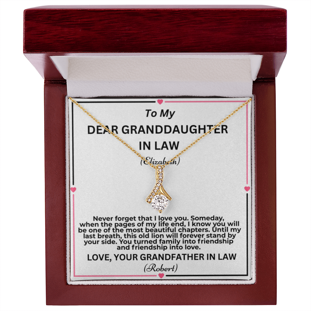 To My Granddaughter In Law Pages Of My Life Personalised Alluring Beauty Necklace From Garndfather In Law