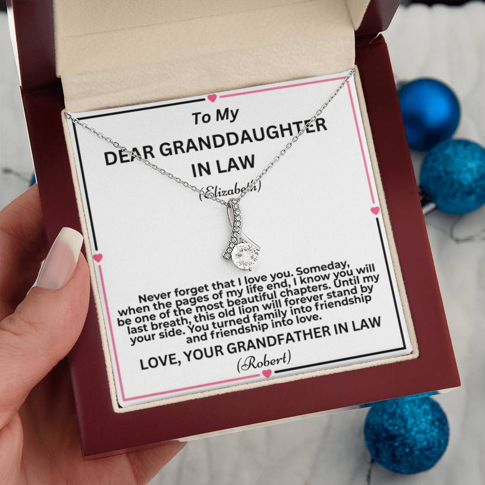 To My Granddaughter In Law Pages Of My Life Personalised Alluring Beauty Necklace From Garndfather In Law