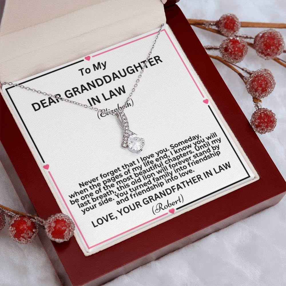 To My Granddaughter In Law Pages Of My Life Personalised Alluring Beauty Necklace From Garndfather In Law