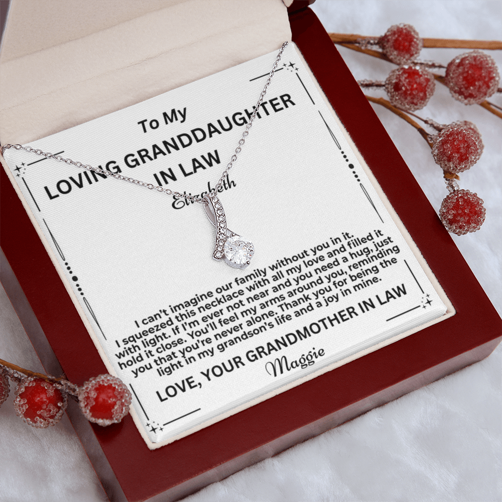 To My Granddaughter In Law I Can't Imagine Our Family Personalised Alluring Beauty Necklace From Garndmother In Law