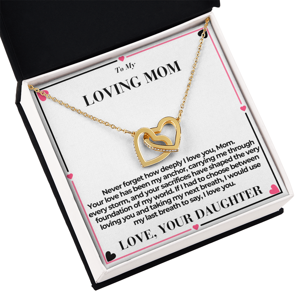 T o Mom - You Are My Anchor - Interlocking Hearts Necklace - From Daughter