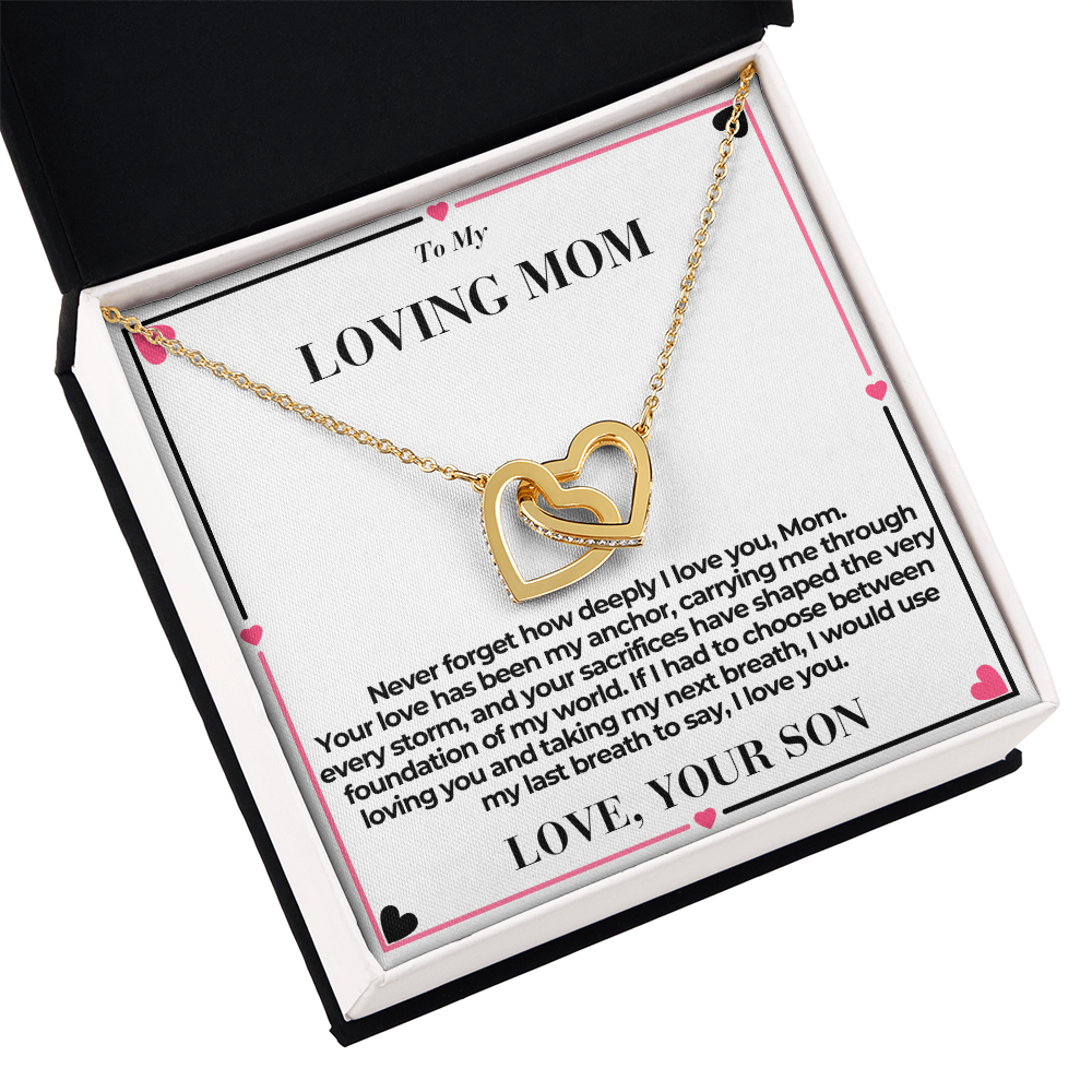 T o Mom - You Are My Anchor - Interlocking Hearts Necklace - From Son