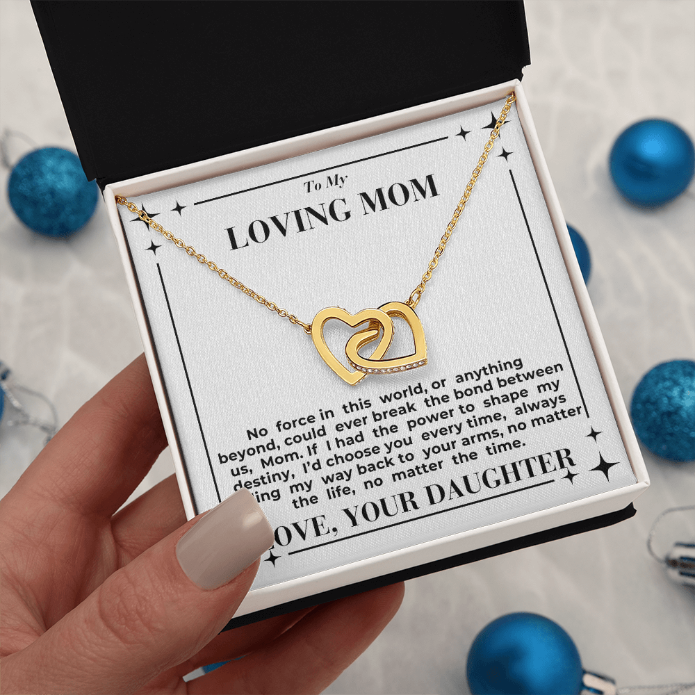 To Mom - My Way Back To Your Arms - Interlocking Hearts Necklace - From Daughter