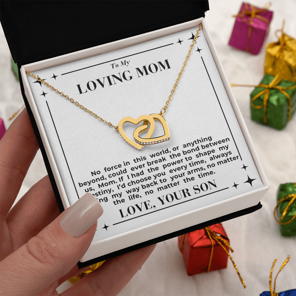 To Mom - My Way Back To Your Arms - Interlocking Hearts Necklace - From Son