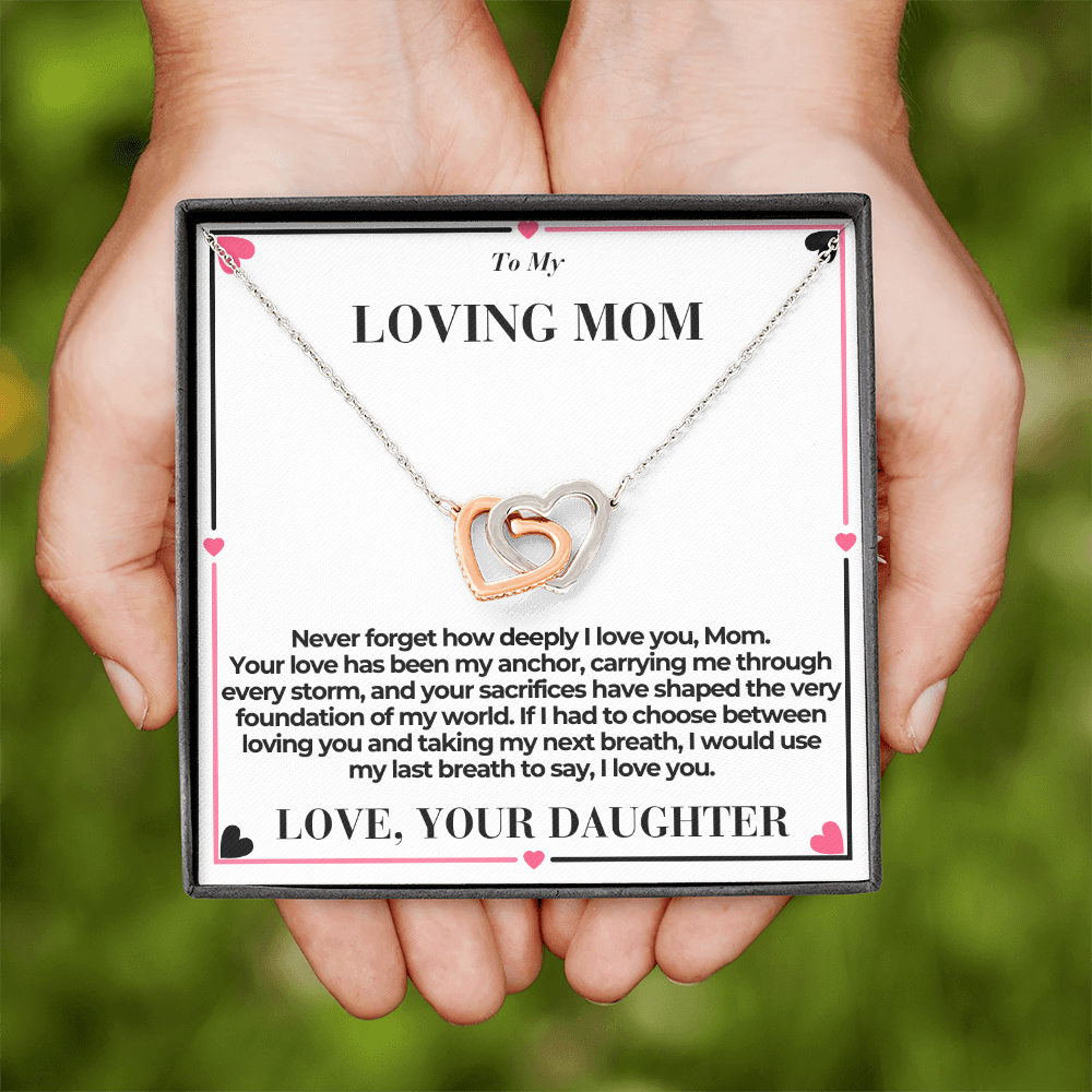 T o Mom - You Are My Anchor - Interlocking Hearts Necklace - From Daughter