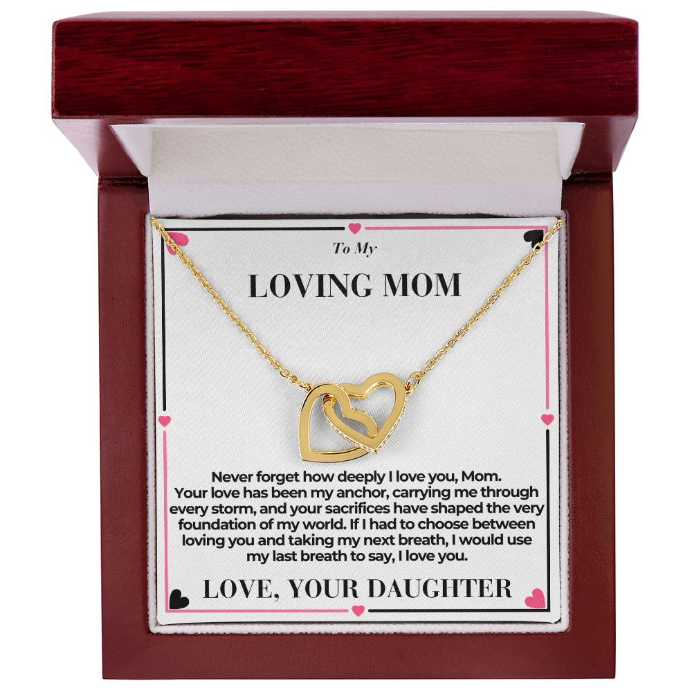 T o Mom - You Are My Anchor - Interlocking Hearts Necklace - From Daughter