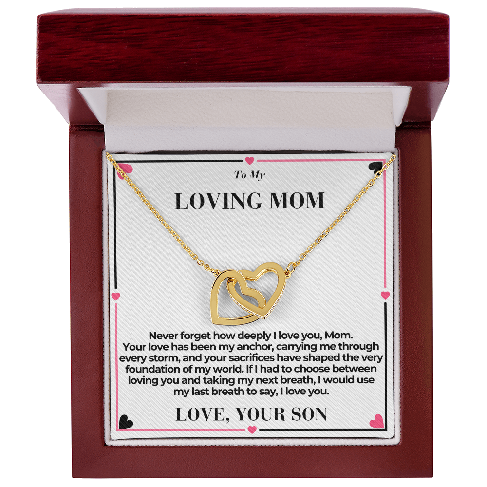 T o Mom - You Are My Anchor - Interlocking Hearts Necklace - From Son