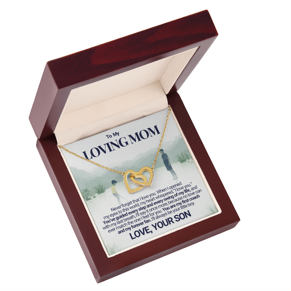 To My Cool Golg Mom - My Forever Fan - Interlocking Heart Necklace From Son