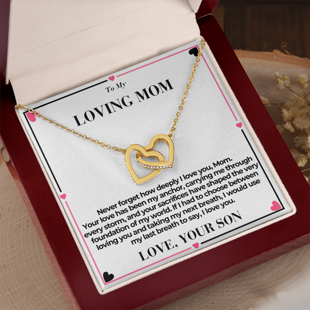 T o Mom - You Are My Anchor - Interlocking Hearts Necklace - From Son