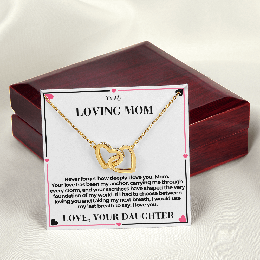 T o Mom - You Are My Anchor - Interlocking Hearts Necklace - From Daughter