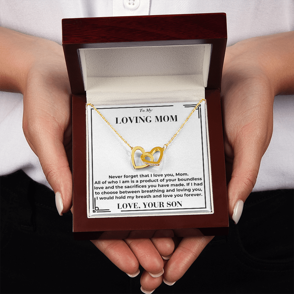 To Mom - Your Boundless Love And The Sacrifices - Interlocking Hearts Necklace From Son
