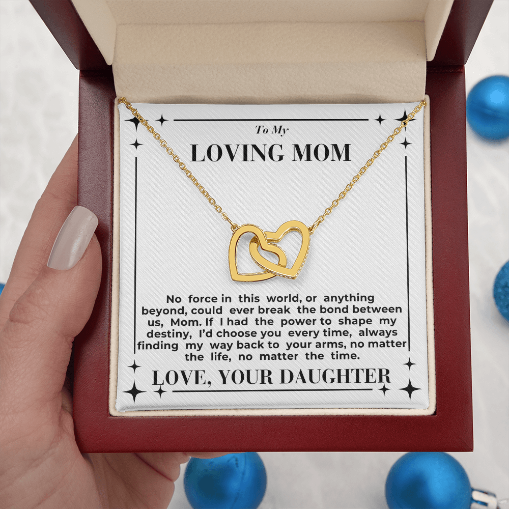 To Mom - My Way Back To Your Arms - Interlocking Hearts Necklace - From Daughter