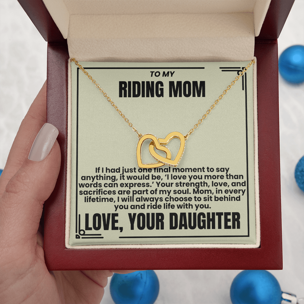To My Riding Mom - Ride Life With You - Interlocking Hearts Necklace - From Daughter