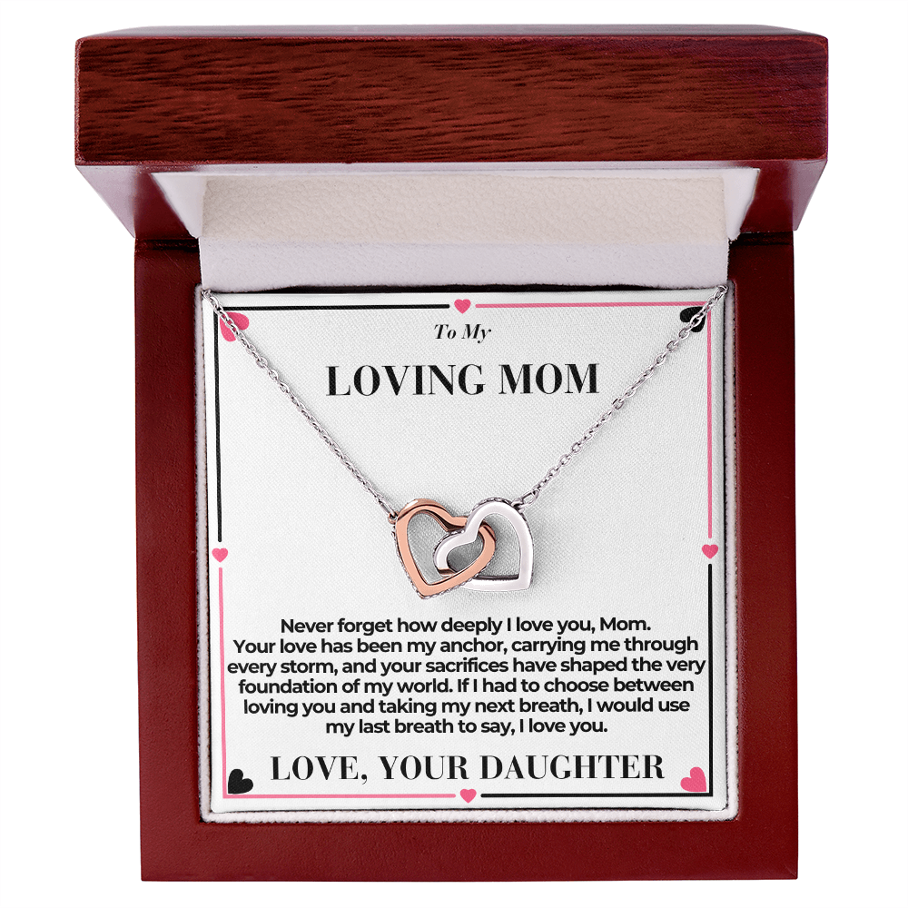 T o Mom - You Are My Anchor - Interlocking Hearts Necklace - From Daughter