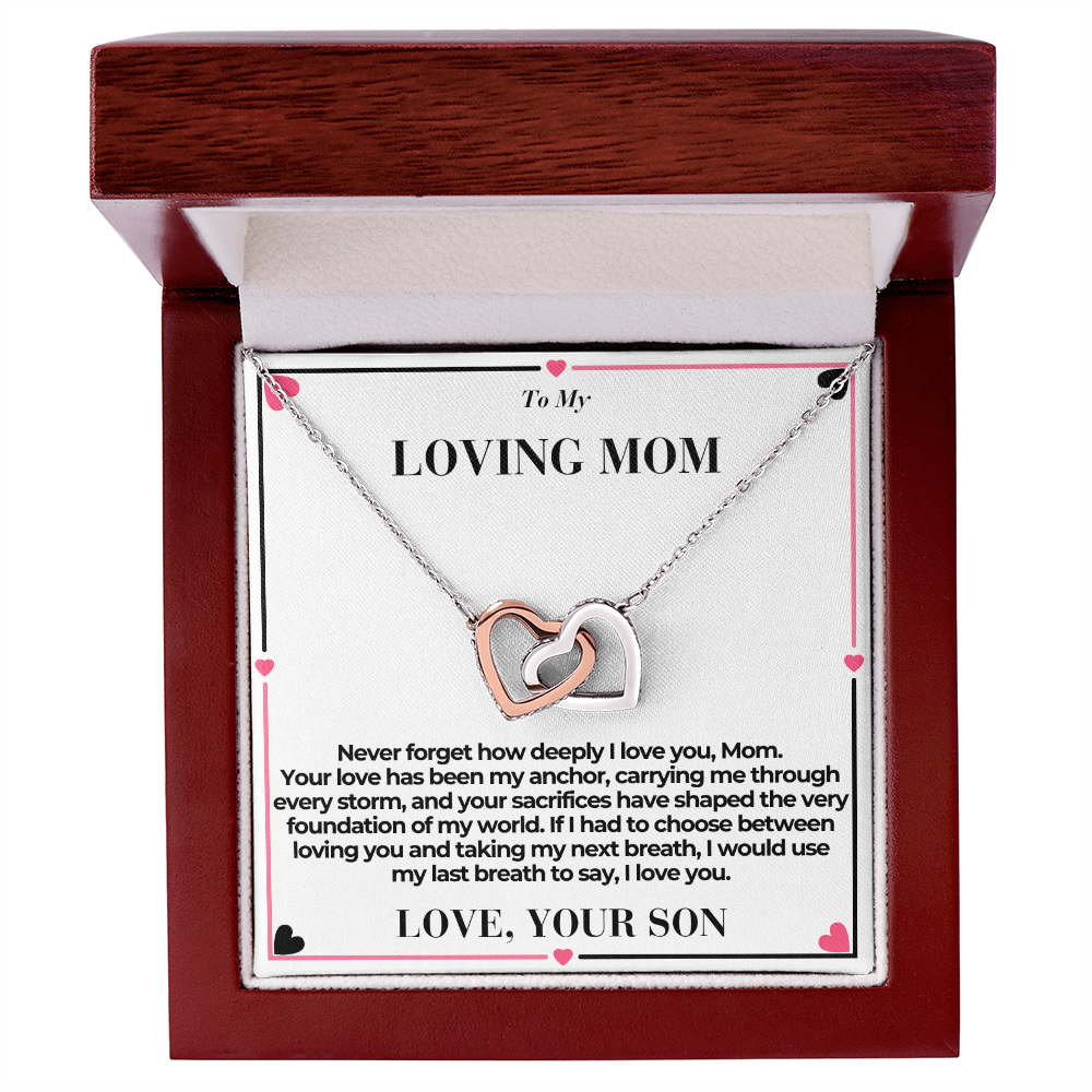 T o Mom - You Are My Anchor - Interlocking Hearts Necklace - From Son