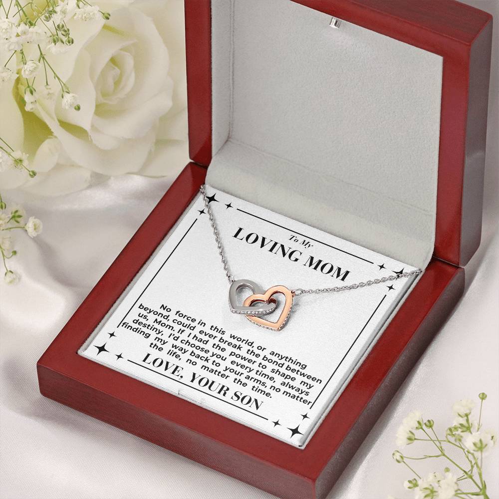 To Mom - My Way Back To Your Arms - Interlocking Hearts Necklace - From Son