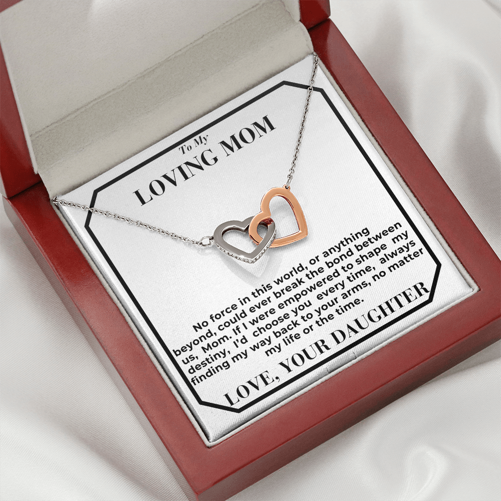 To Mom - break the bond - Interlocking Hearts Necklace - From Daughter