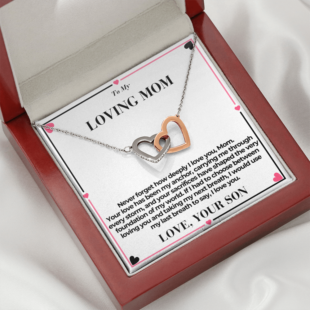 T o Mom - You Are My Anchor - Interlocking Hearts Necklace - From Son