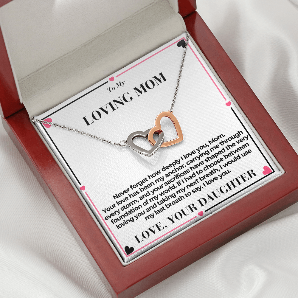 T o Mom - You Are My Anchor - Interlocking Hearts Necklace - From Daughter