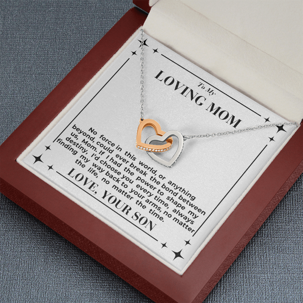 To Mom - My Way Back To Your Arms - Interlocking Hearts Necklace - From Son