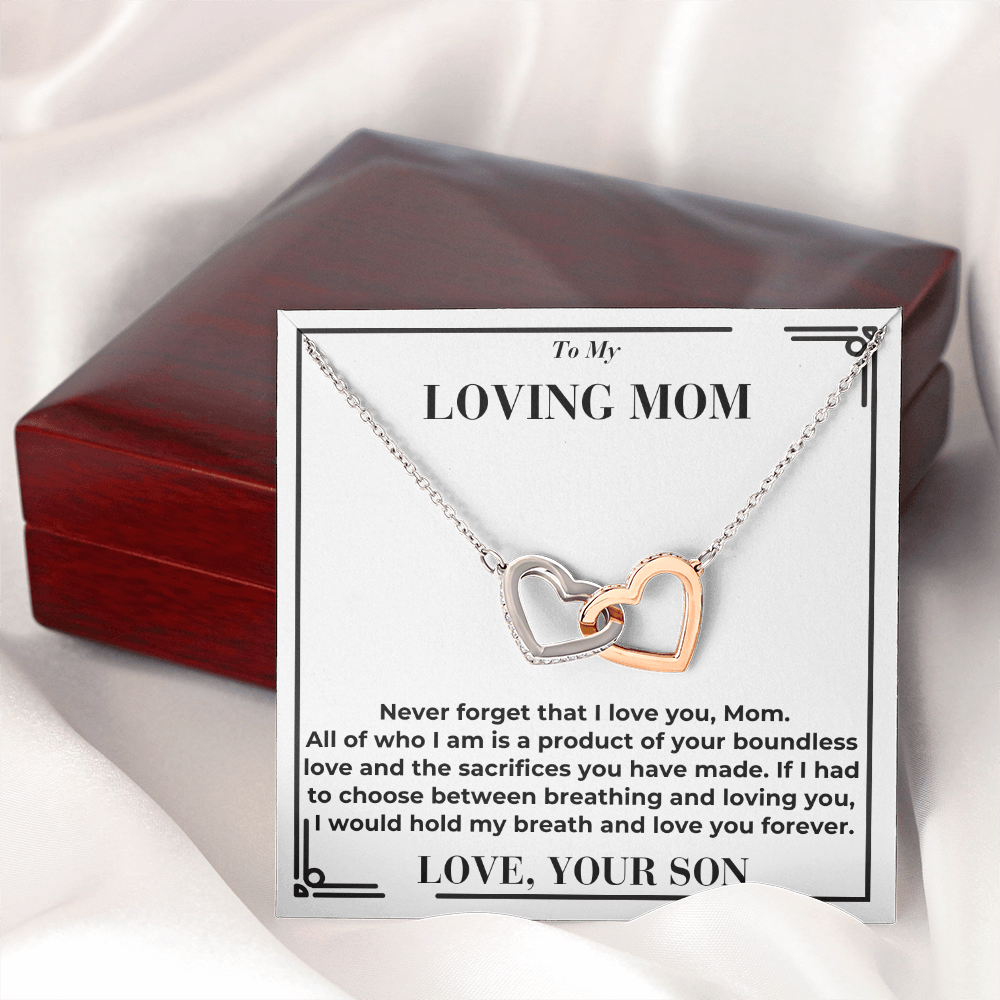 To Mom - Your Boundless Love And The Sacrifices - Interlocking Hearts Necklace From Son