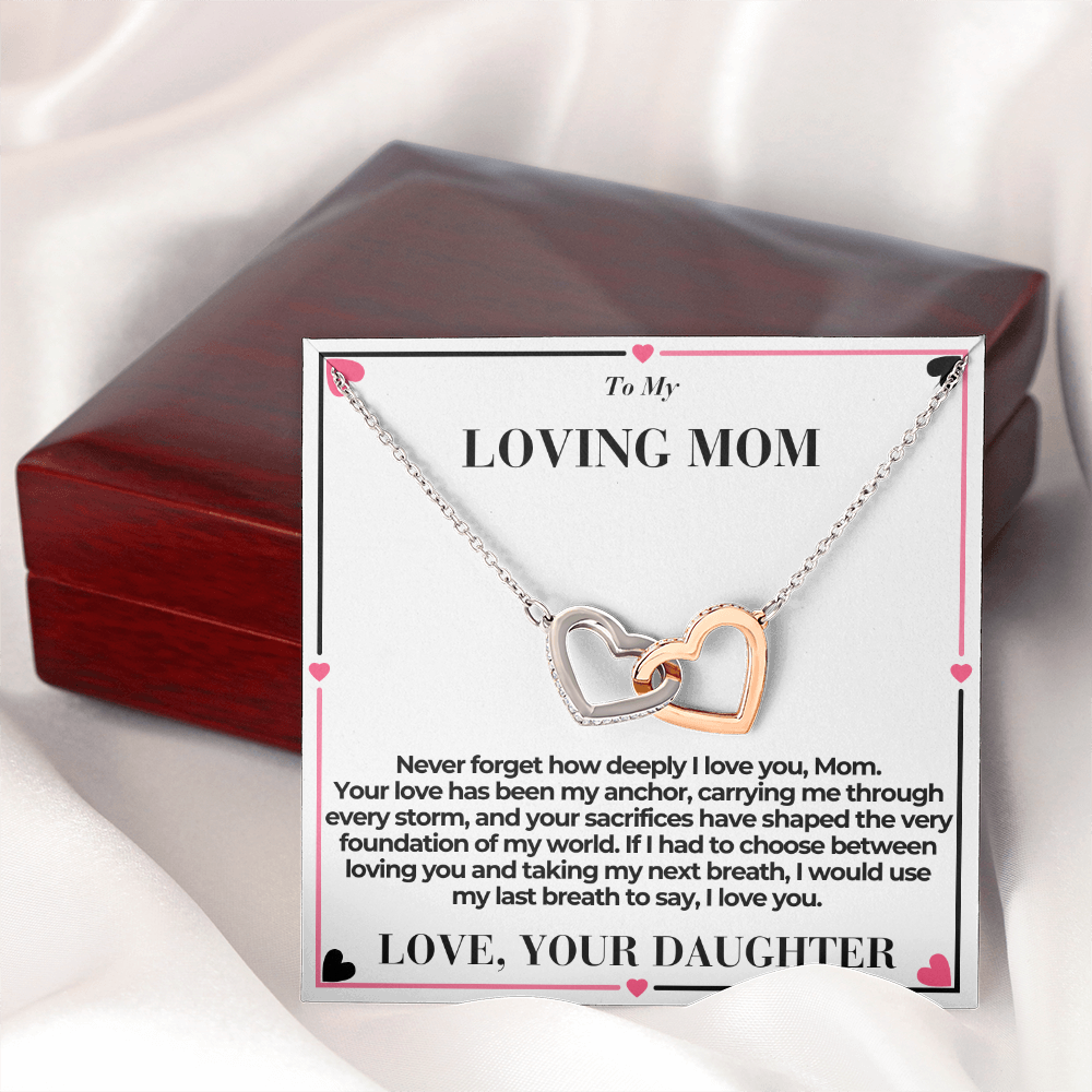 T o Mom - You Are My Anchor - Interlocking Hearts Necklace - From Daughter