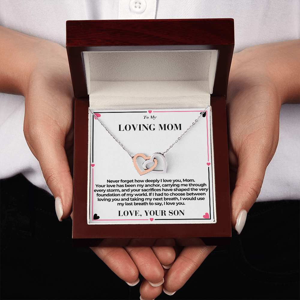 T o Mom - You Are My Anchor - Interlocking Hearts Necklace - From Son