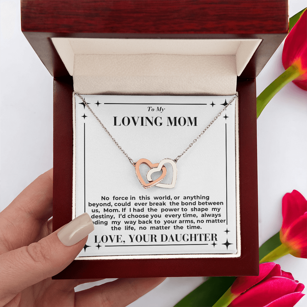 To Mom - My Way Back To Your Arms - Interlocking Hearts Necklace - From Daughter