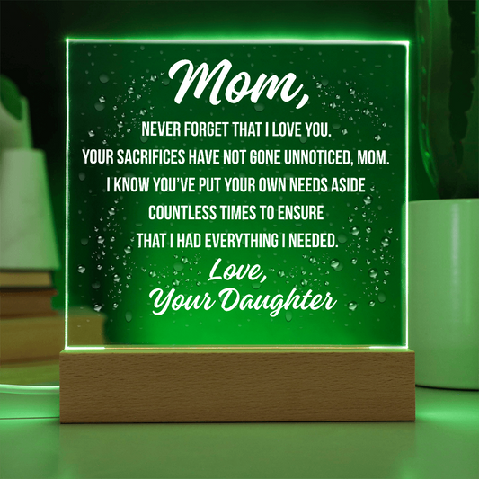 Acrylic Square Plaque For Mom's Sacrifices