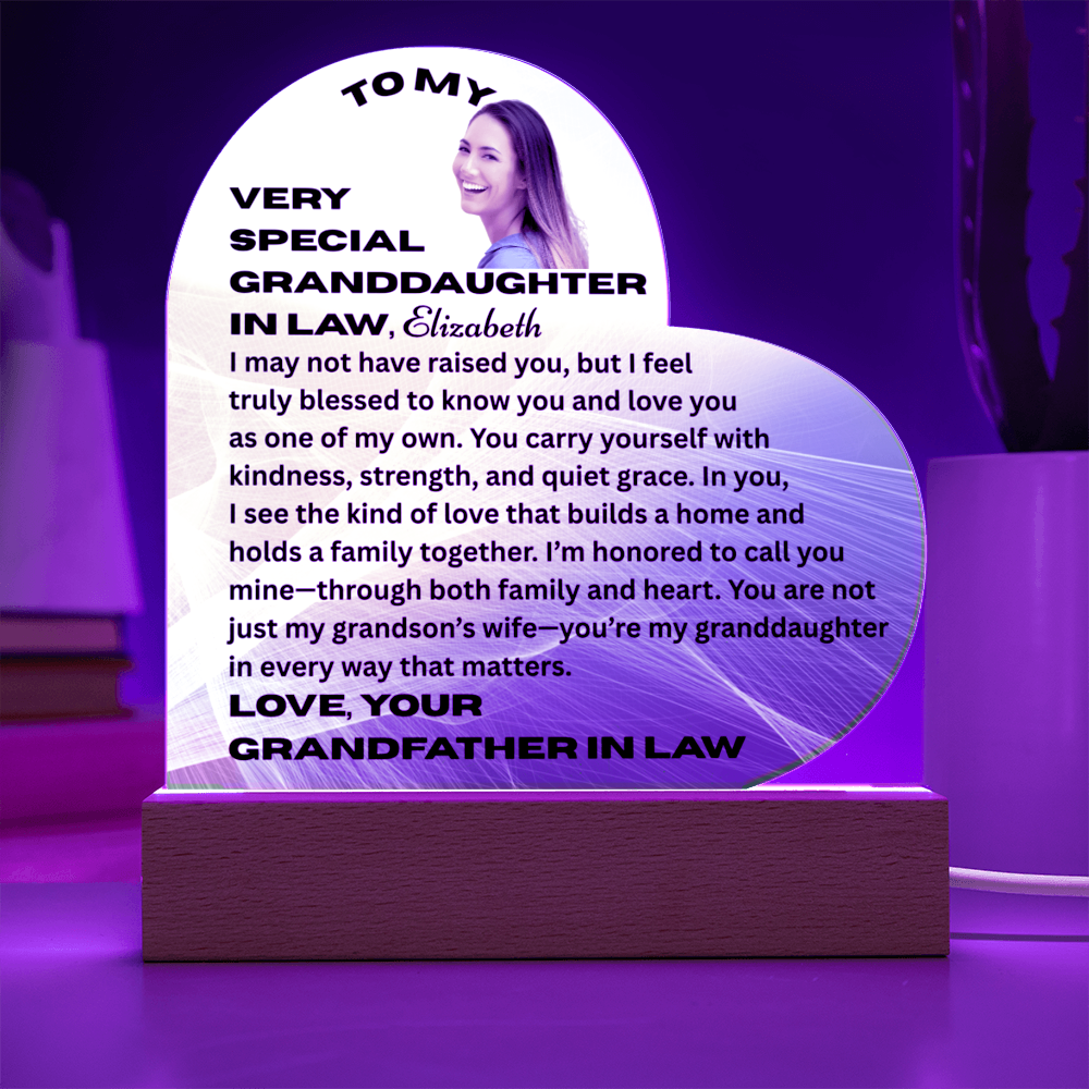 To My Granddaughter In Law I May Not Have Raised You Personalised Acrylic Heart Plaque From Grand Father In Law