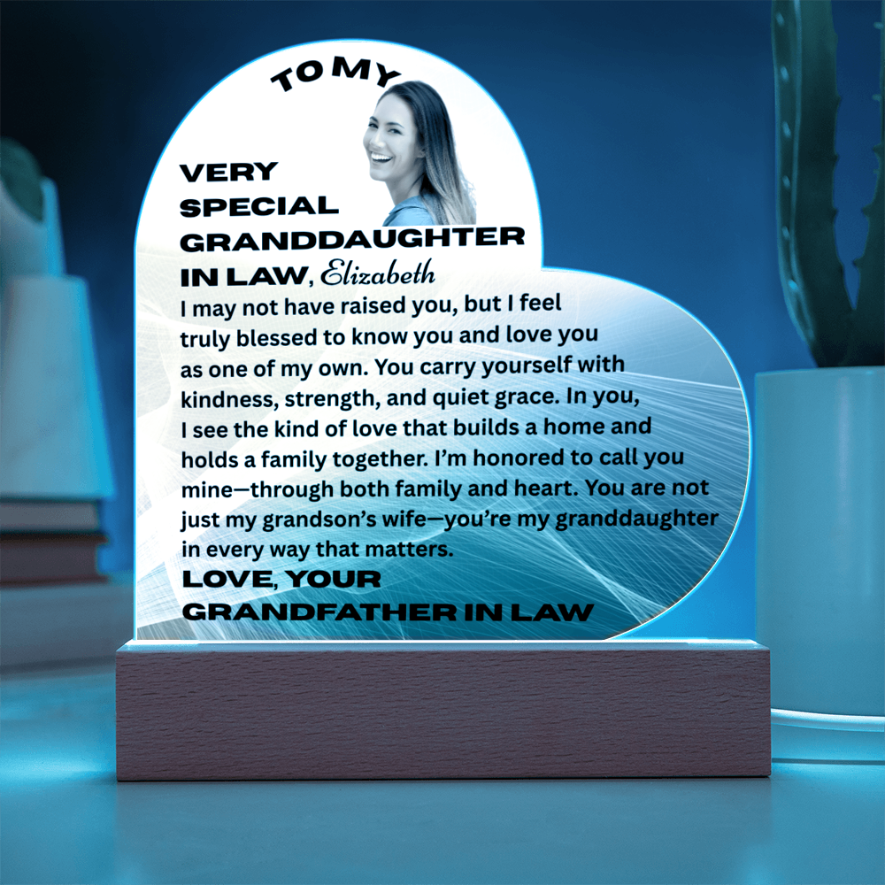 To My Granddaughter In Law I May Not Have Raised You Personalised Acrylic Heart Plaque From Grand Father In Law