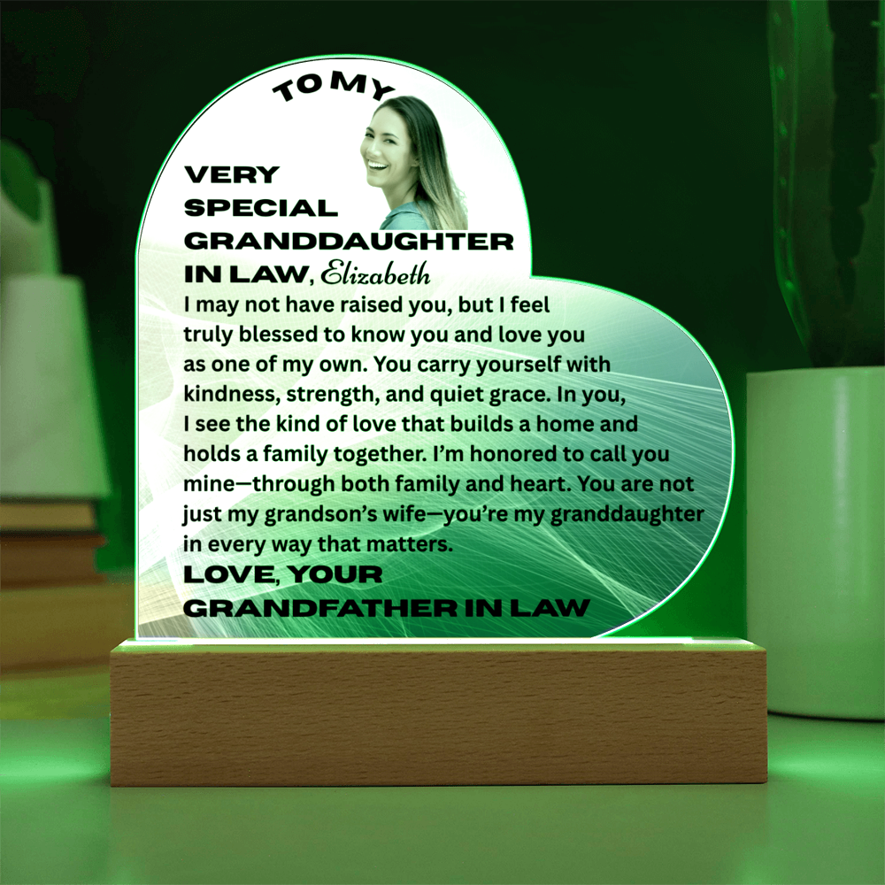 To My Granddaughter In Law I May Not Have Raised You Personalised Acrylic Heart Plaque From Grand Father In Law