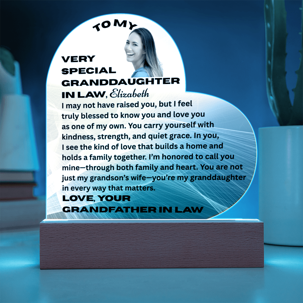 To My Granddaughter In Law I May Not Have Raised You Personalised Acrylic Heart Plaque From Grand Father In Law