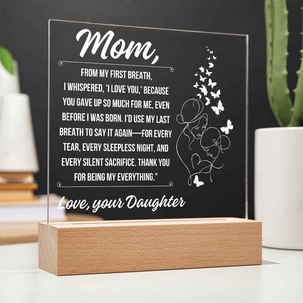 Tp Mom - A Heartfelt Tribute Acrylic Square Plaque - From Daughter