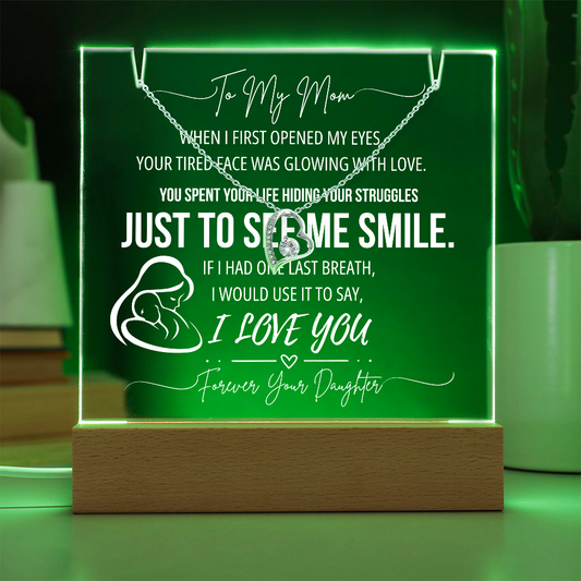 To Mom | Just To See Me Smile | Keepsake Acrylic & Forever Love Necklace | From Daughter